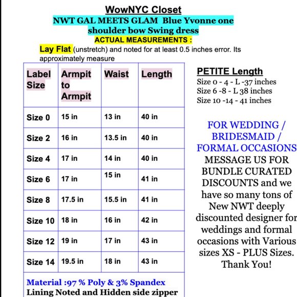 GAL MEETS GLAM Light Blue A-Line Midi Dress Asymmetrical Neck Bow Fit and Flare - Picture 7 of 12